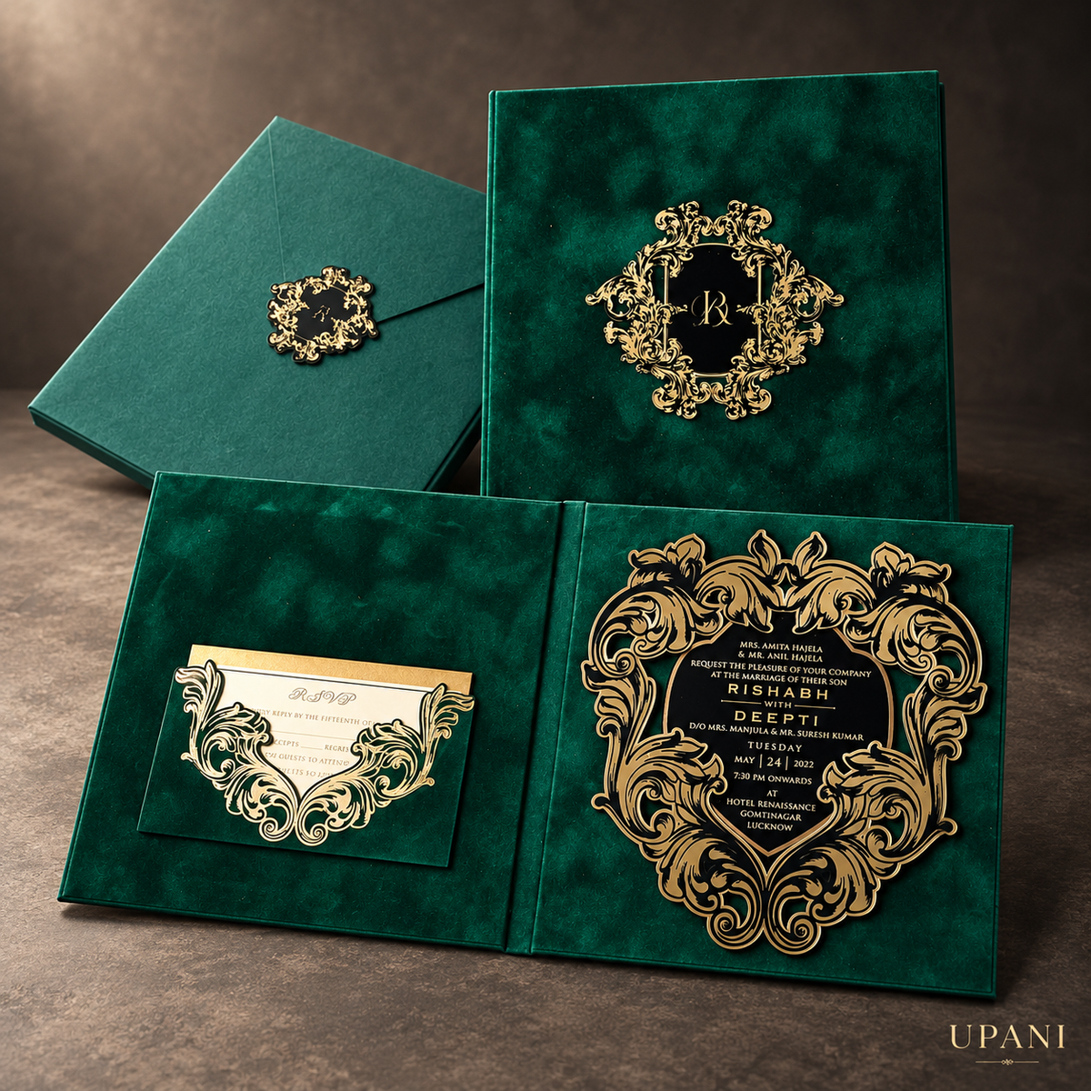 Green Velvet Wedding Invitation