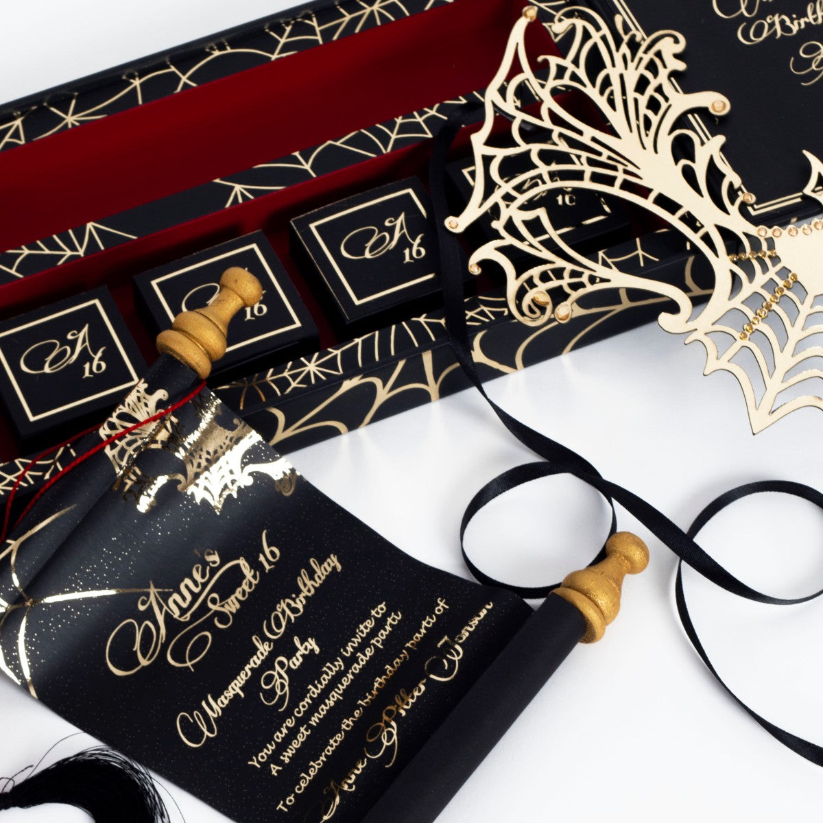 Elegant Gold Mask Invitation