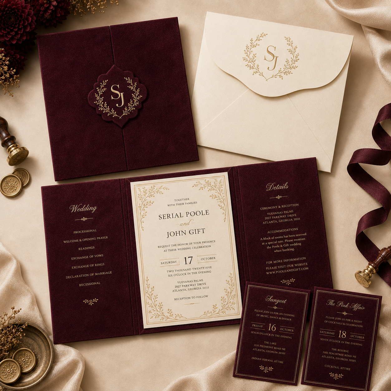 Burgundy Wedding Invitation