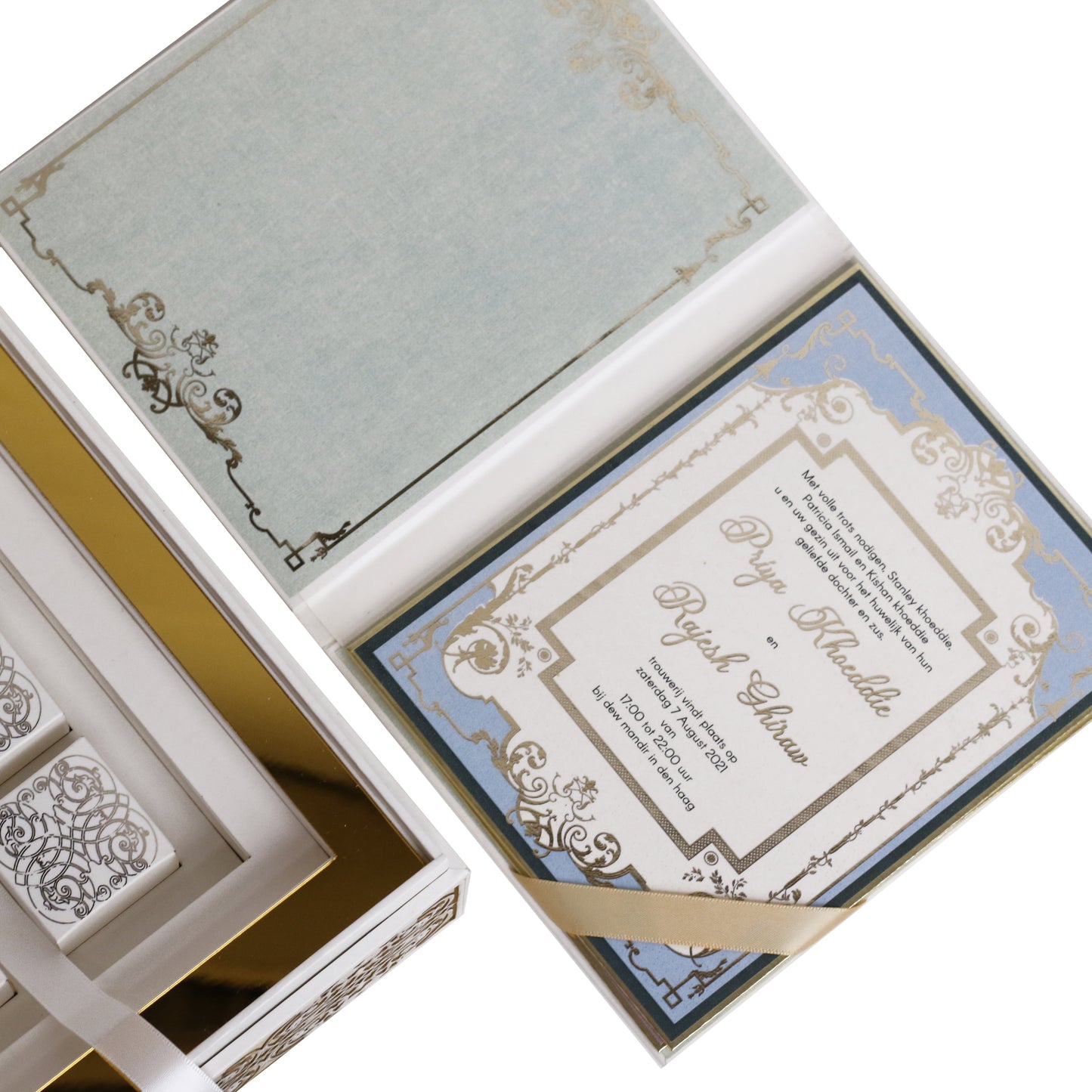 Elegant Ivory Laser-Cut Wedding Invitation Box