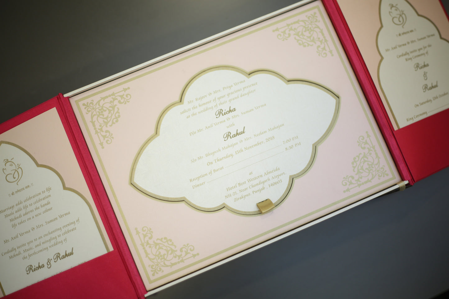 Elegant Gold And Pink Invitation