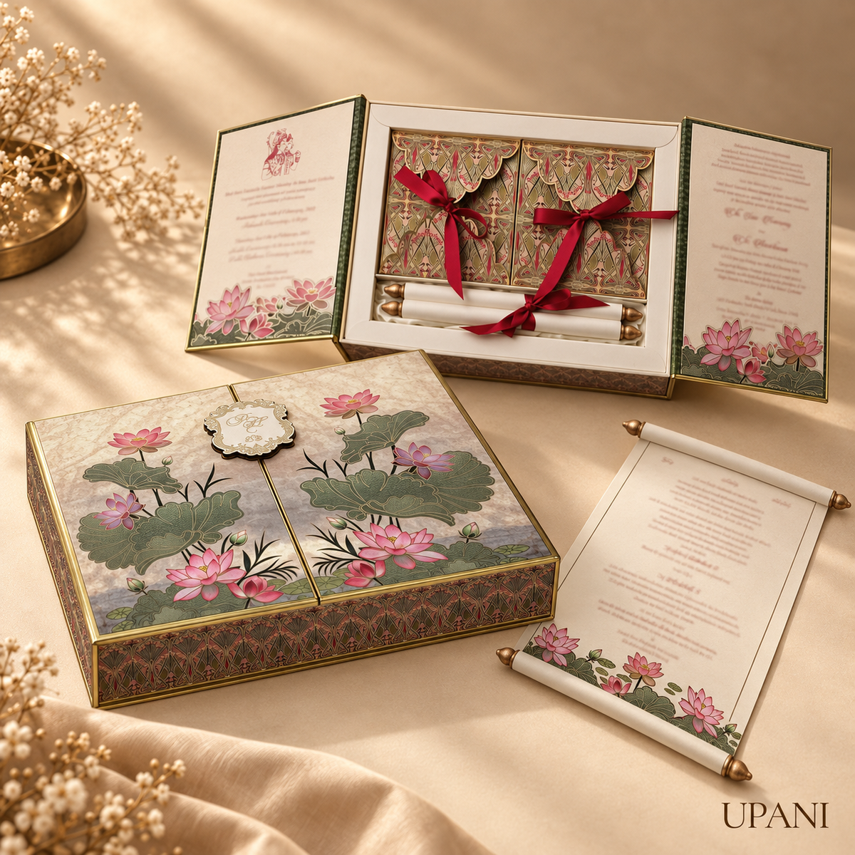 Lotus Wedding Invitation Box