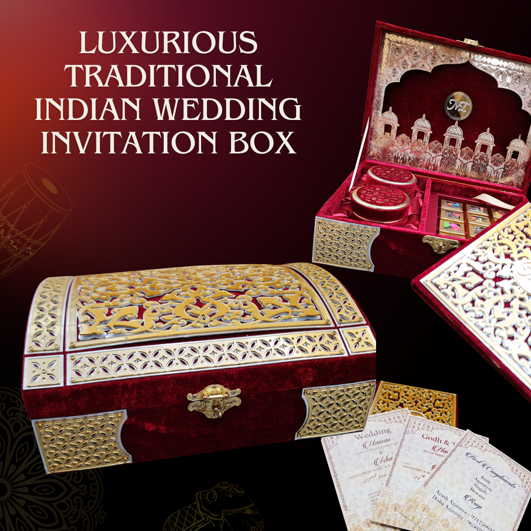 Gold acrylic and velvet Invitation Box