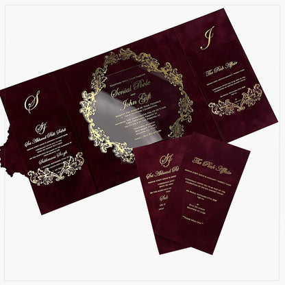 Velvet Elegance: Burgundy Wedding Invitations