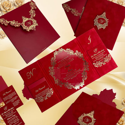 Velvet Elegance: Red Wedding Invitations
