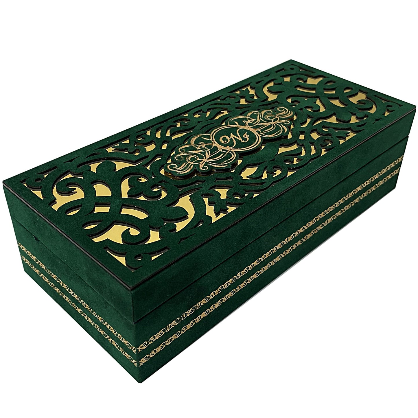 Regal Green Scroll Invitation