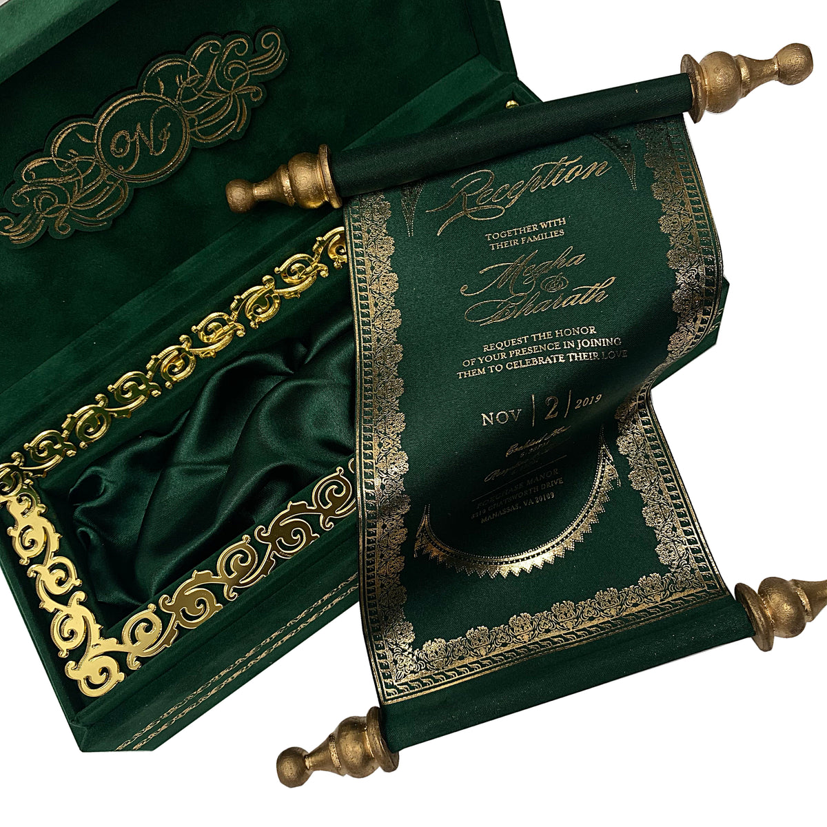 Regal Green Scroll Invitation – Upani Regal Green Scroll Invitation – Upani