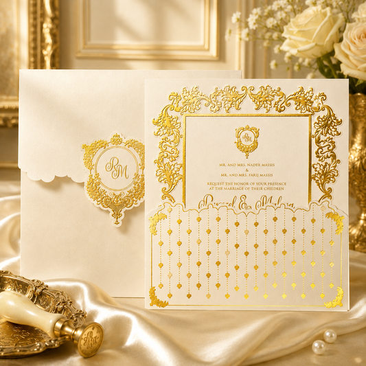 ivory Baroque-Style Wedding Invitation