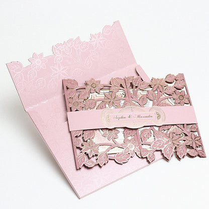 Luxurious Floral Laser-Cut Wedding Invitation