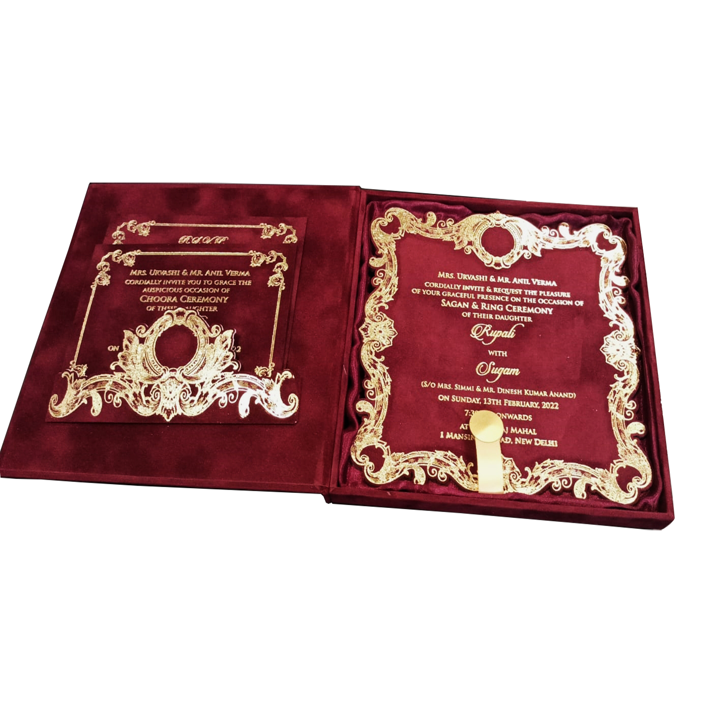 Luxurious Burgundy and Gold Invitation Set