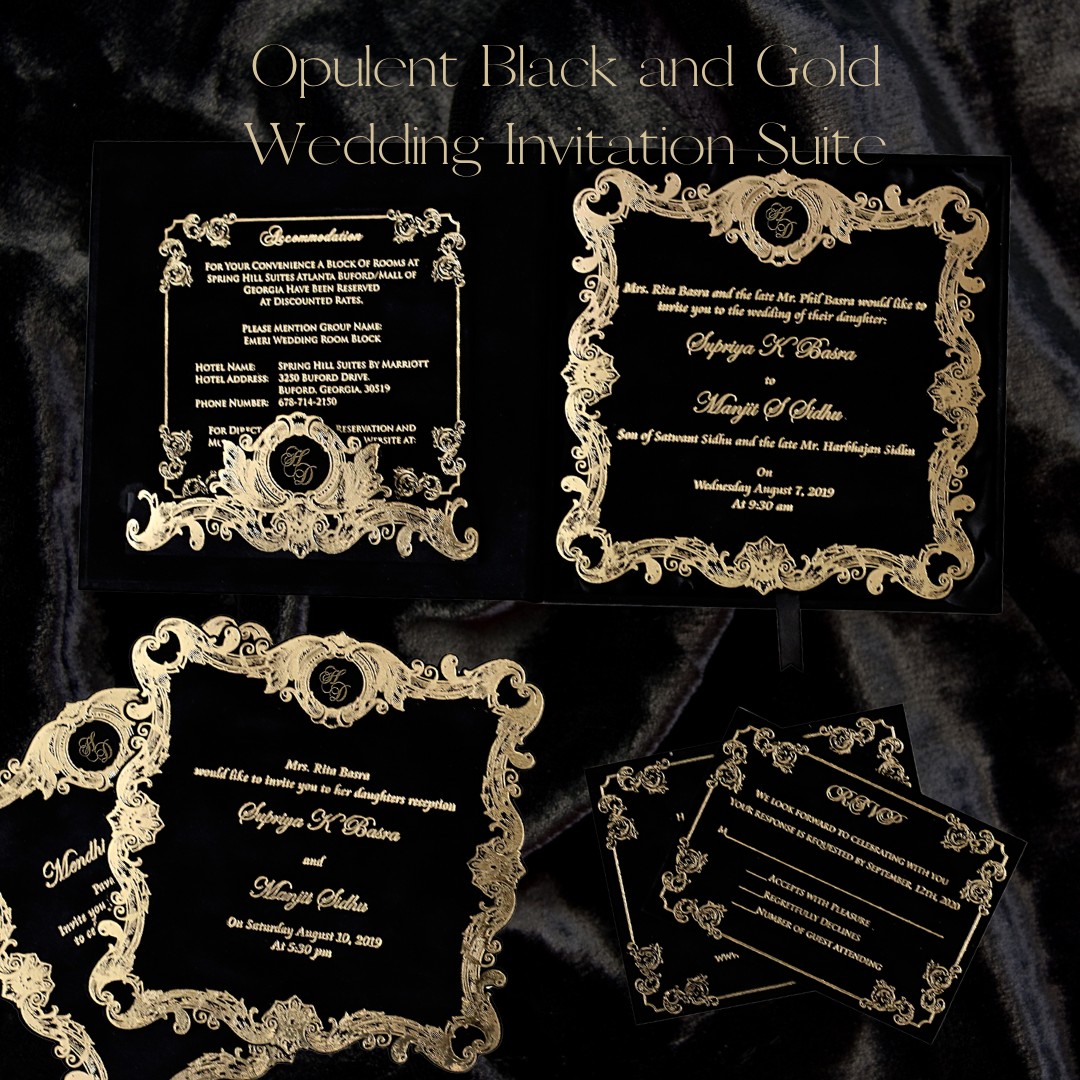 Luxurious Black and Gold Wedding Invitation