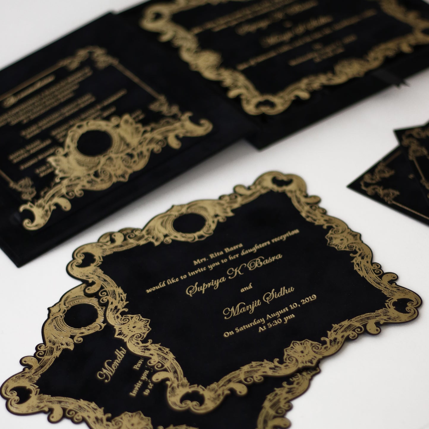 Luxurious Black and Gold Wedding Invitation