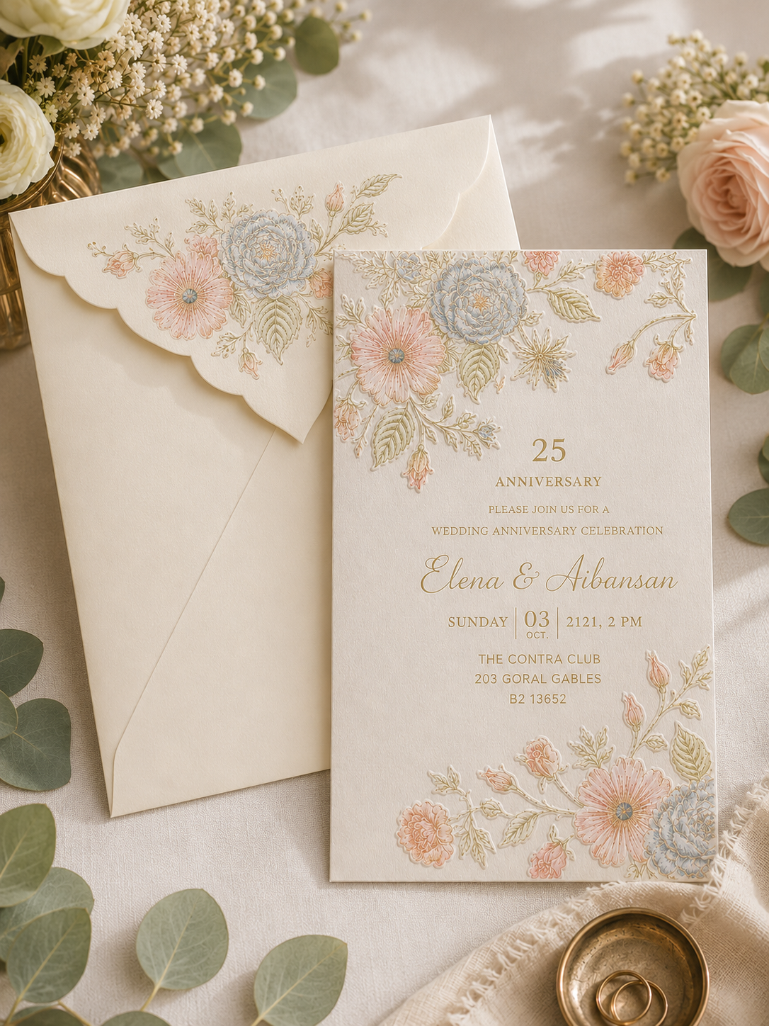 Floral Ivory Invitation