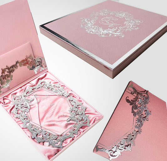 Luxurious Pink and Silver Wedding Invitation