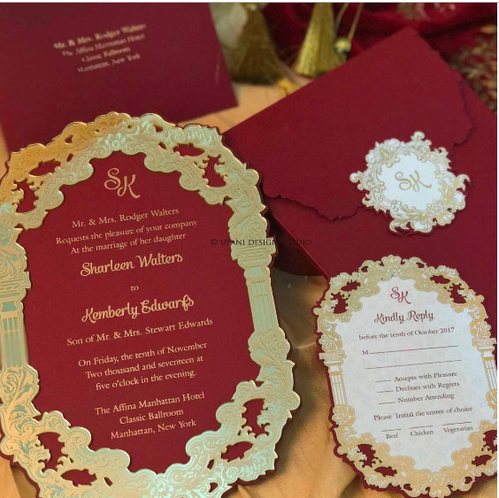 Elegant Ivory Laser-Cut Wedding Invitation