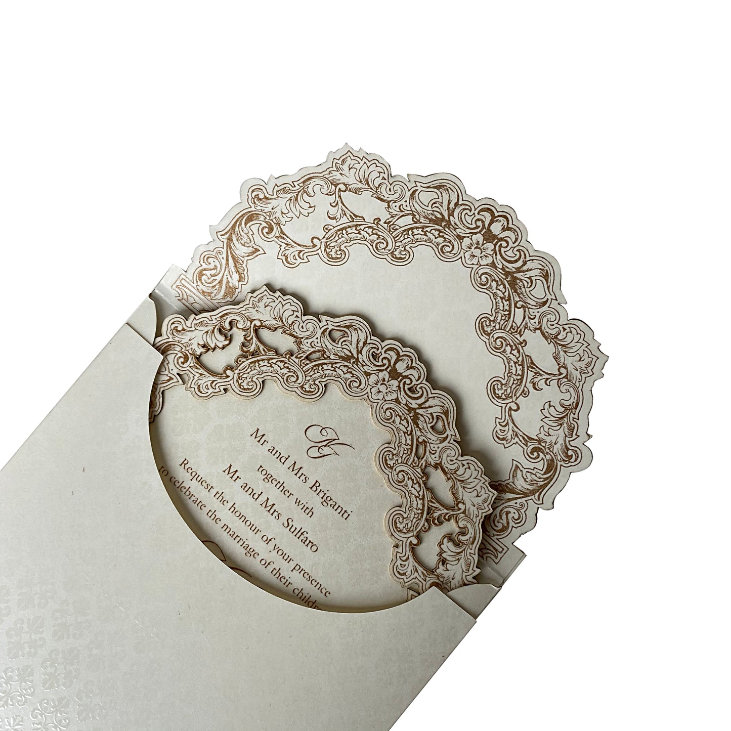 Elegant Ivory Laser-Cut Wedding Invitation