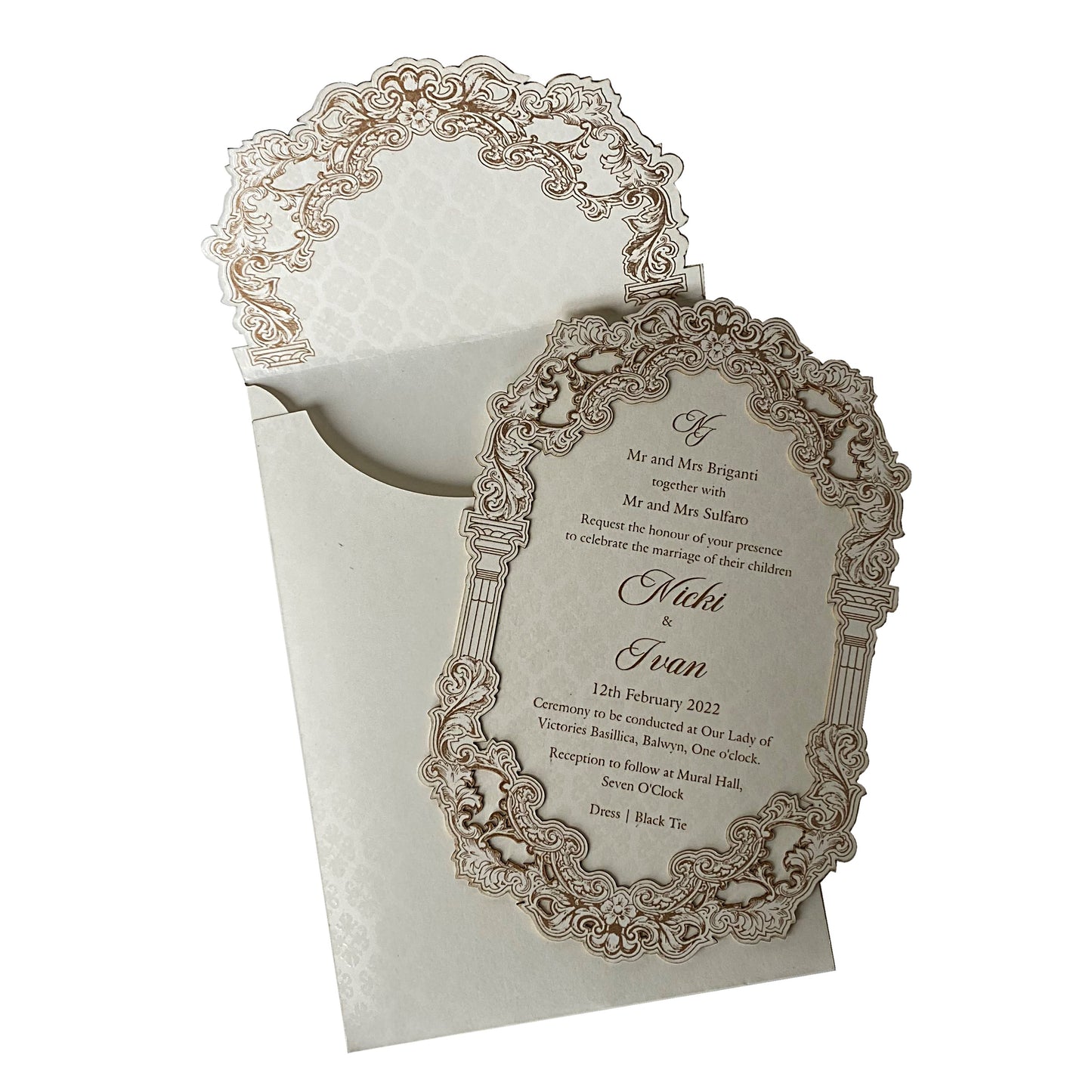 Elegant Ivory Laser-Cut Wedding Invitation