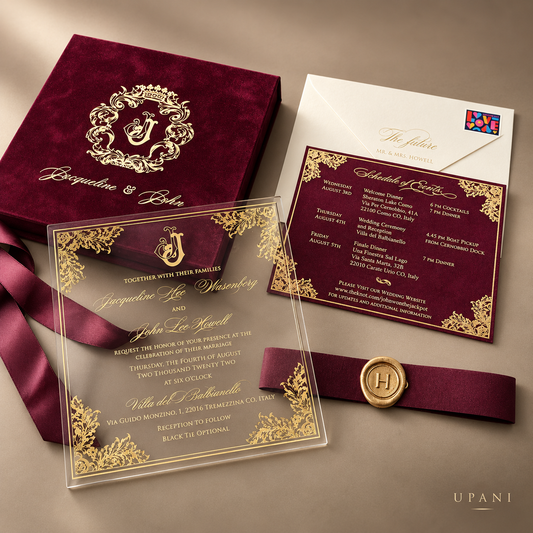 Burgundy Velvet Wedding Invitation Set