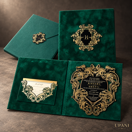 Green Velvet Wedding Invitation