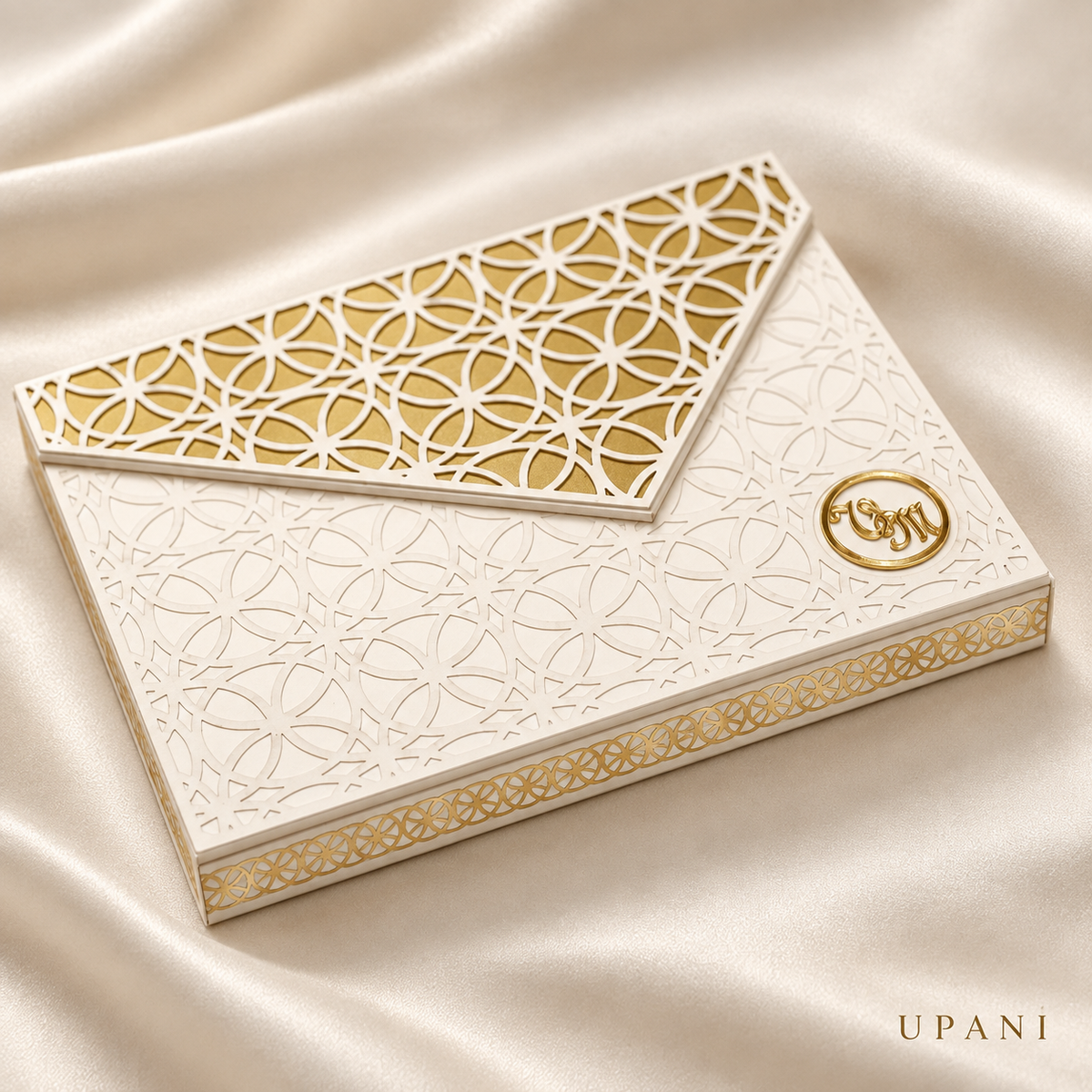 Laser Cut White and Gold Invitation