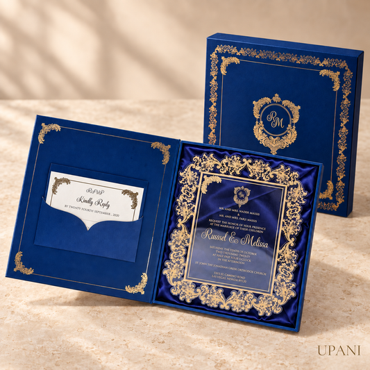 Navy and Gold Wedding Invitation
