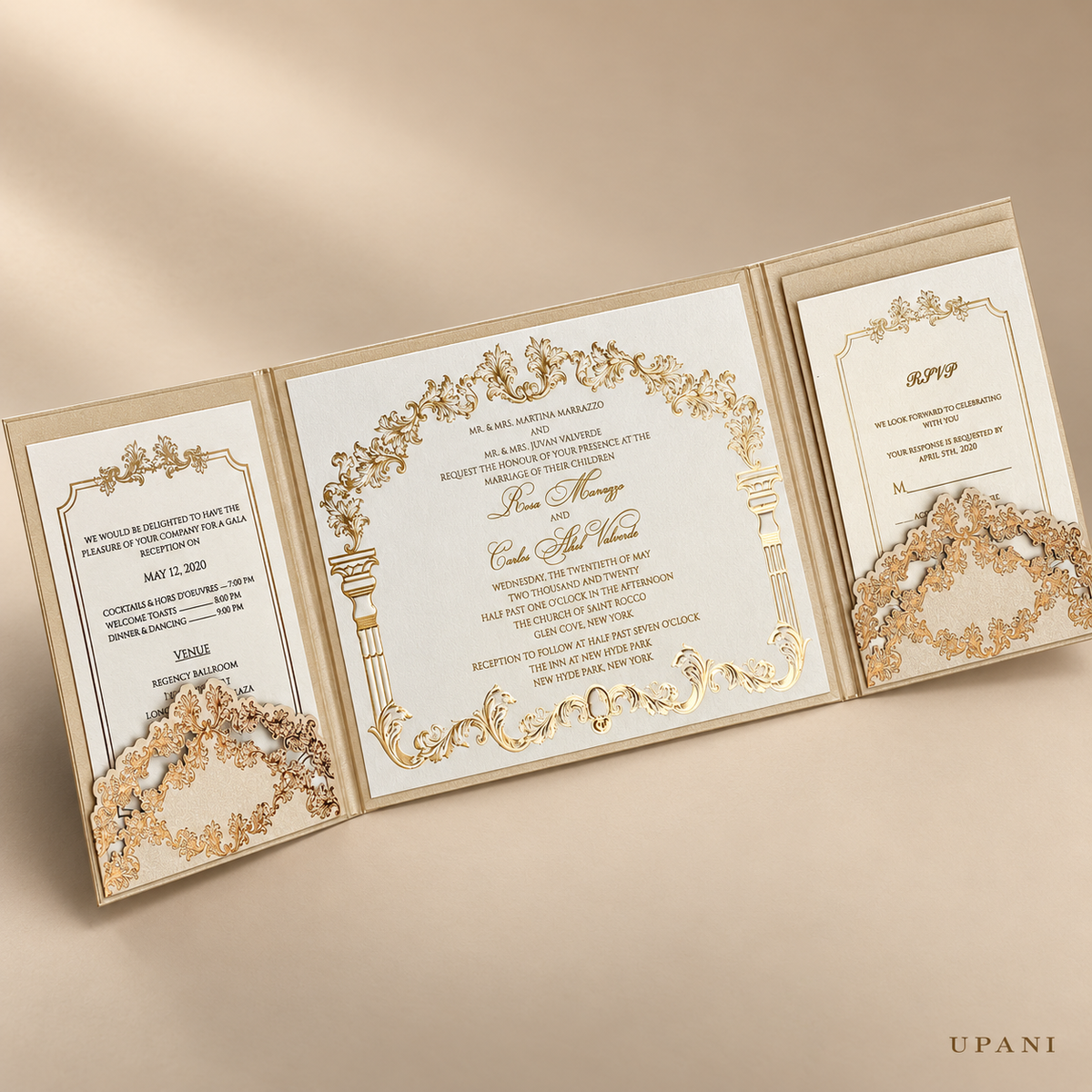 Beige and Gold Wedding Invitation