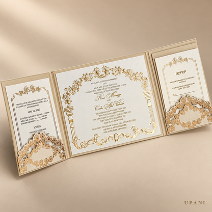 Beige and Gold Wedding Invitation