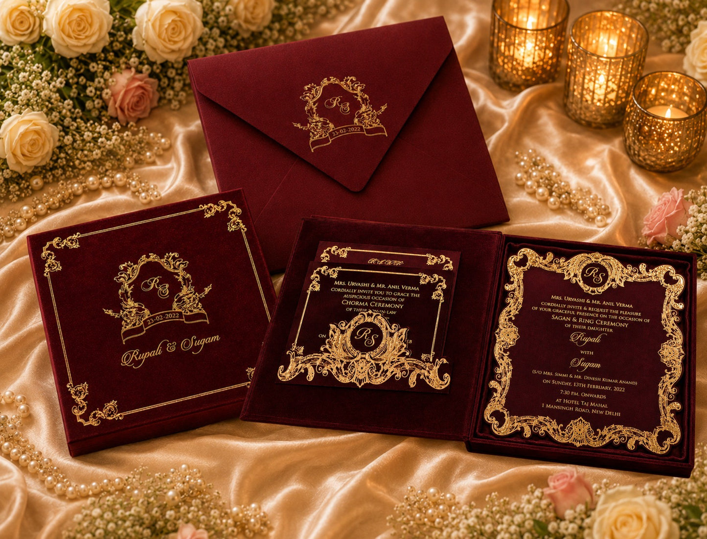 Luxurious Suede Invitation Set