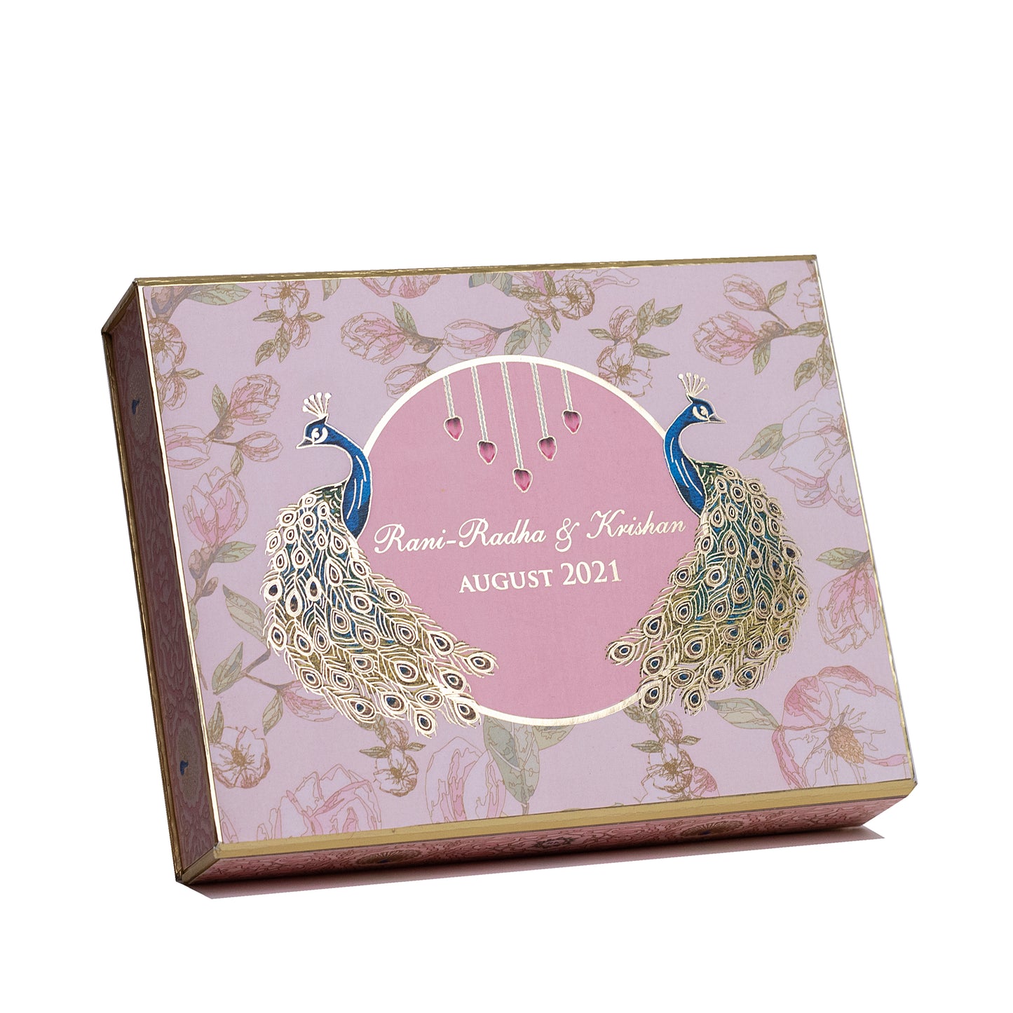 Peacock Charm: Elegant Wedding Invitation Box