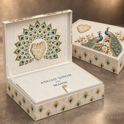 Regal Peacock Wedding Invitation Box
