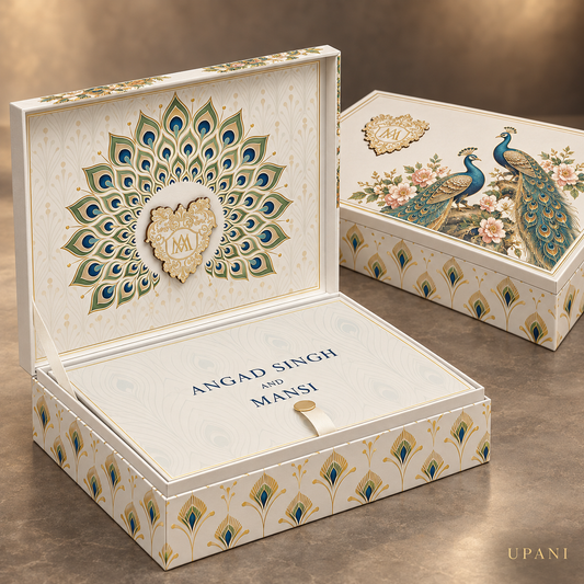 Regal Peacock Wedding Invitation Box