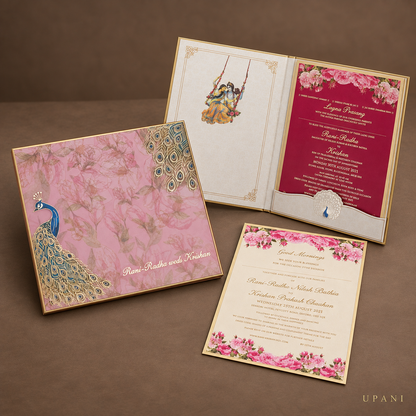 Peacock Charm: Elegant Wedding Invitation Box