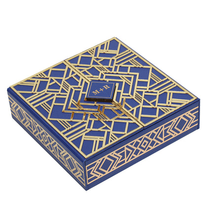 Elegant Blue and Gold Acrylic Box