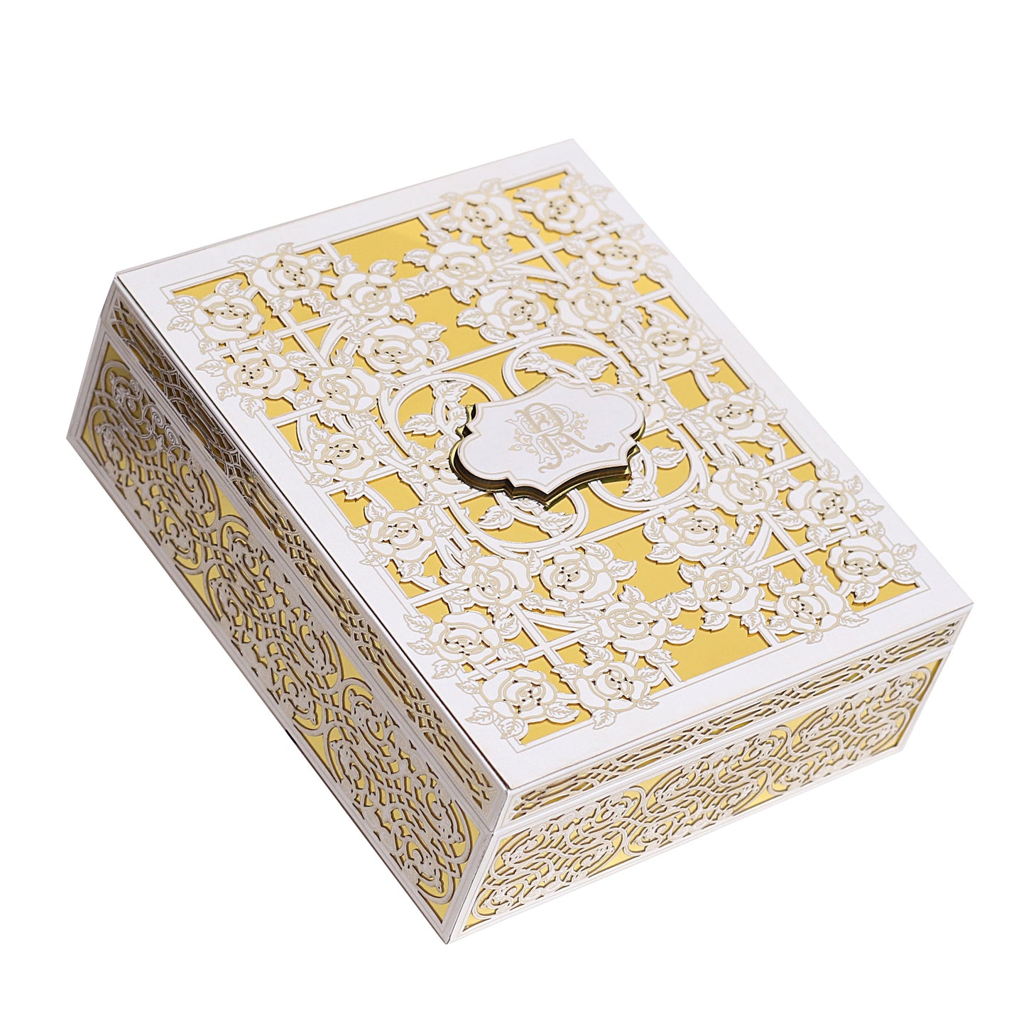 Elegant Ivory Laser-Cut Wedding Invitation Box
