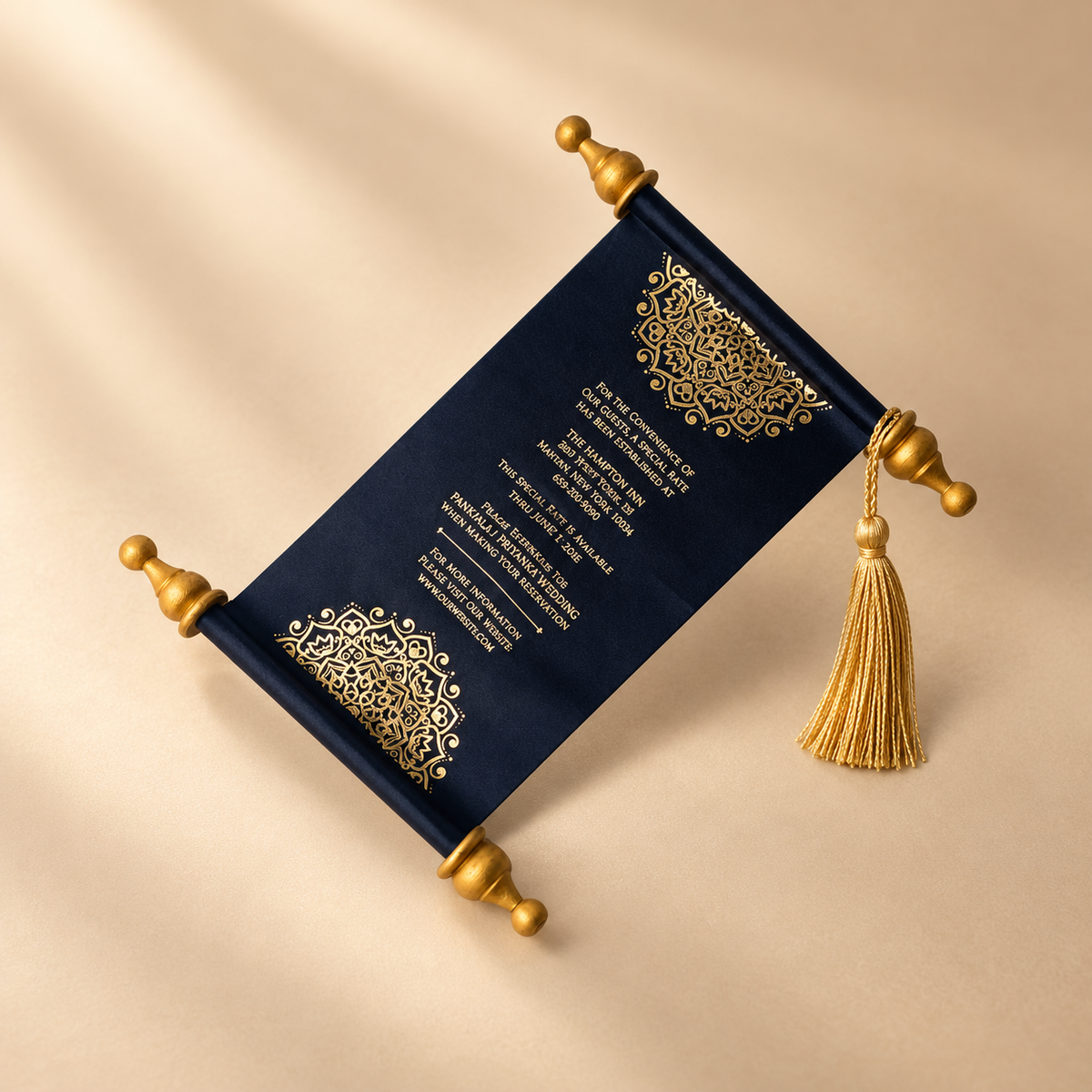 Navy Scroll Invitation