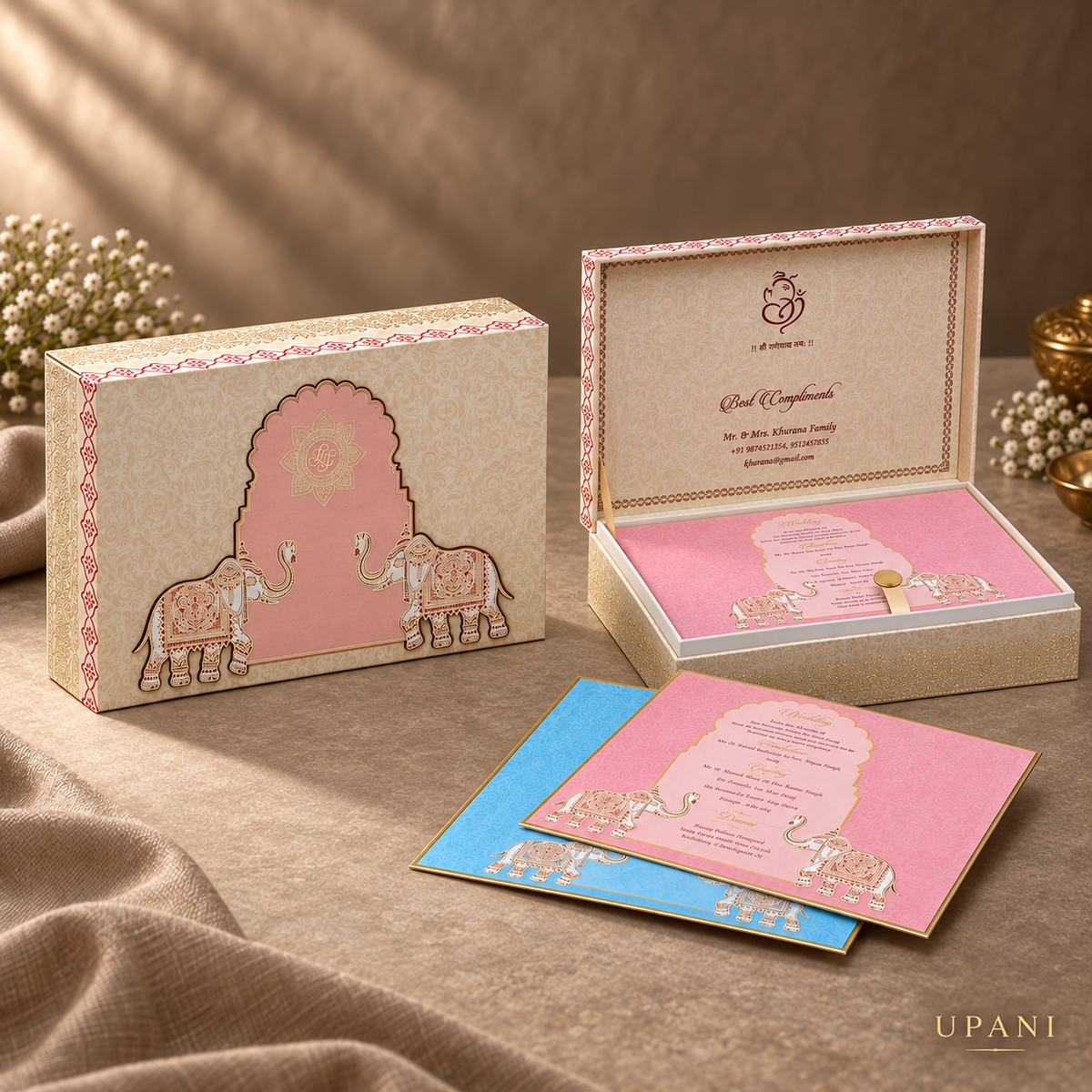 Majestic Elephants Wedding Invitation Box