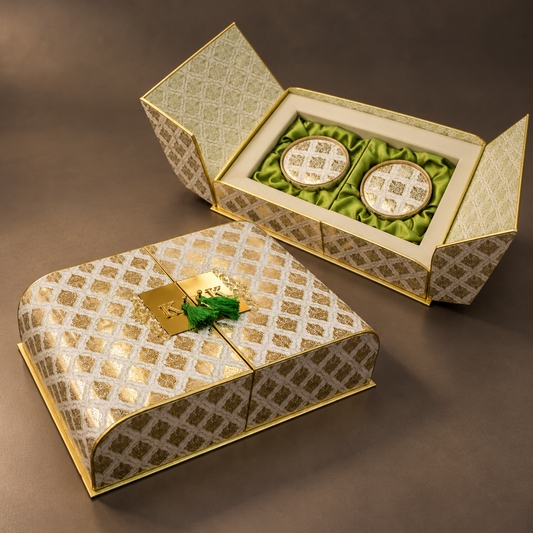 Golden Elegance Brocade Invitation Box
