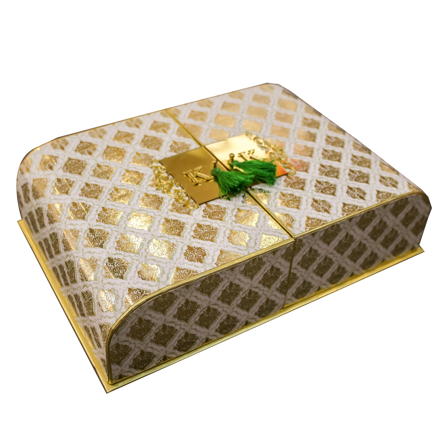 Golden Elegance Brocade Invitation Box