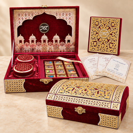 Gold acrylic and velvet Invitation Box