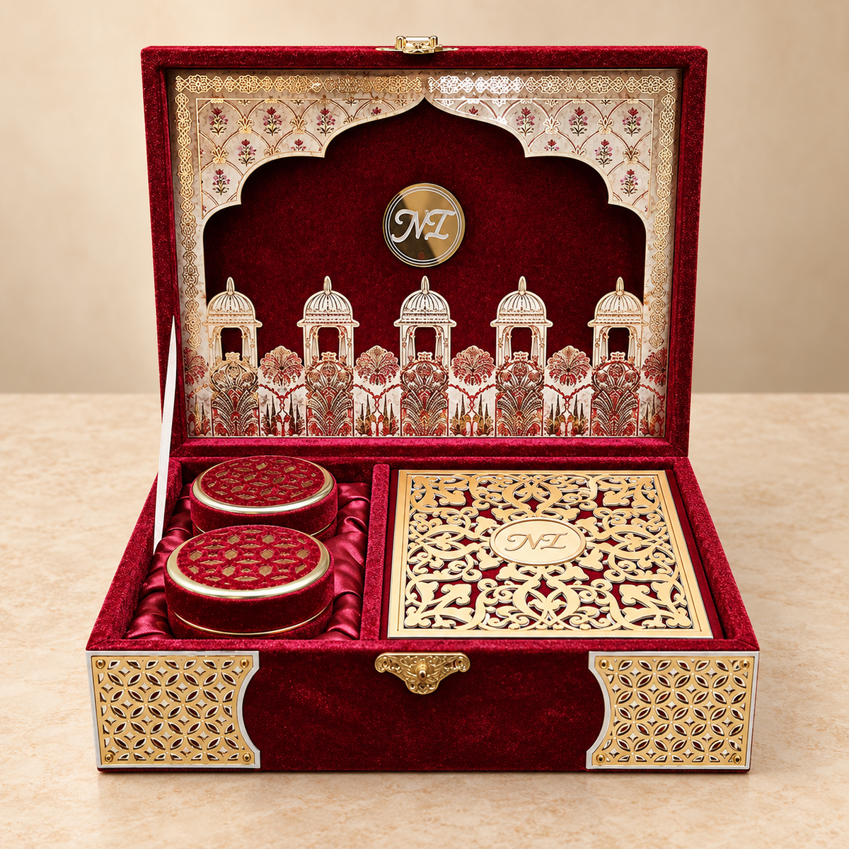 Gold acrylic and velvet Invitation Box