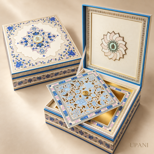 Ivory & Blue Floral Box