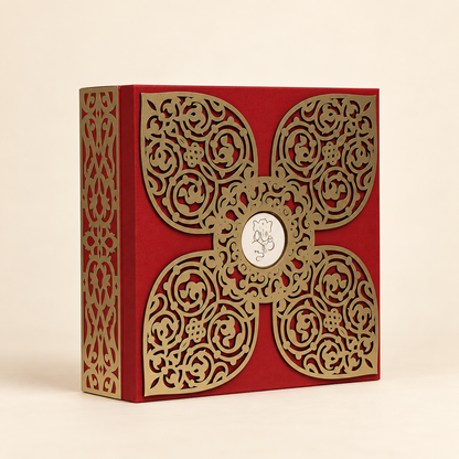Red Laser Cut Wedding Invitation Box