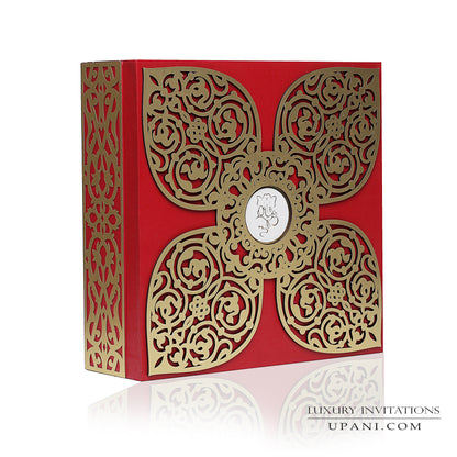 Red Laser Cut Wedding Invitation Box