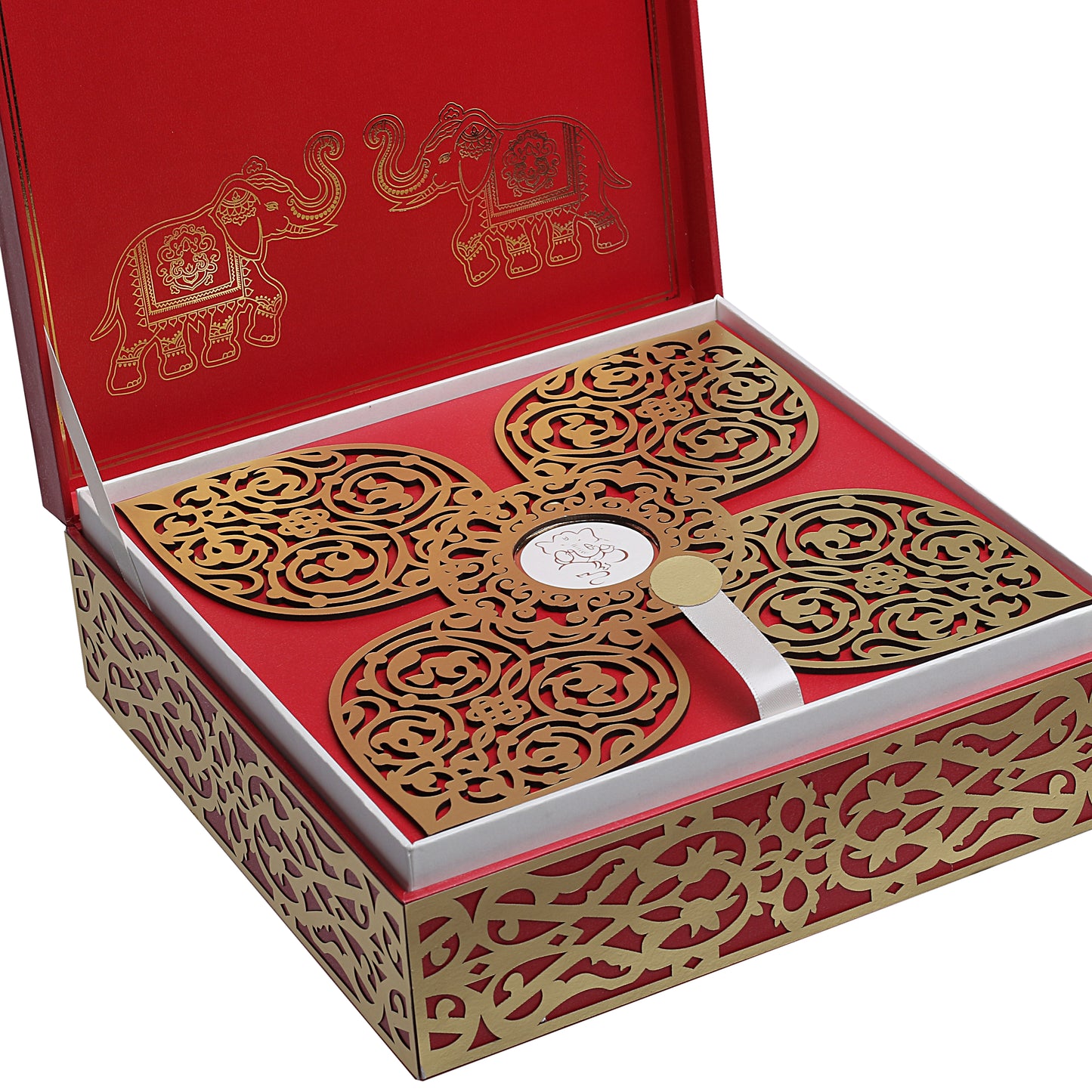 Red Laser Cut Wedding Invitation Box