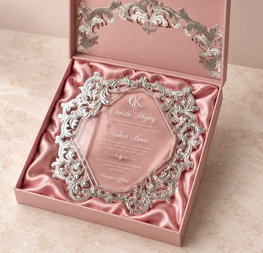 Luxurious Pink and Silver Wedding Invitation