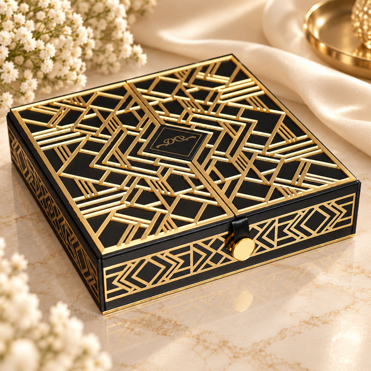 Luxury Black and Gold Invitation Box