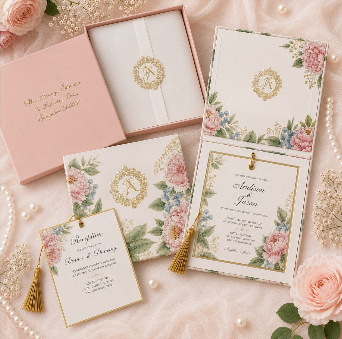 Elegant Floral Invitation Box