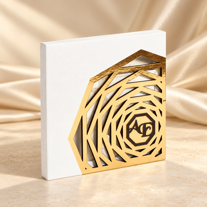Geometric Gold and White Invitation Box