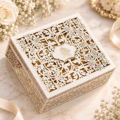 Luxury Floral Laser-Cut Wedding Box