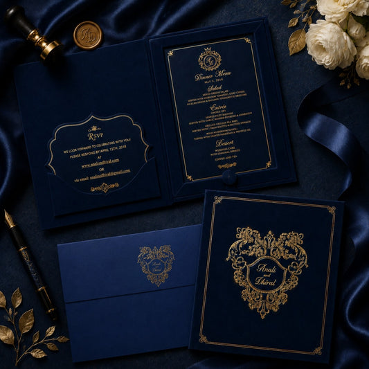 Royal Blue Suede Invitation